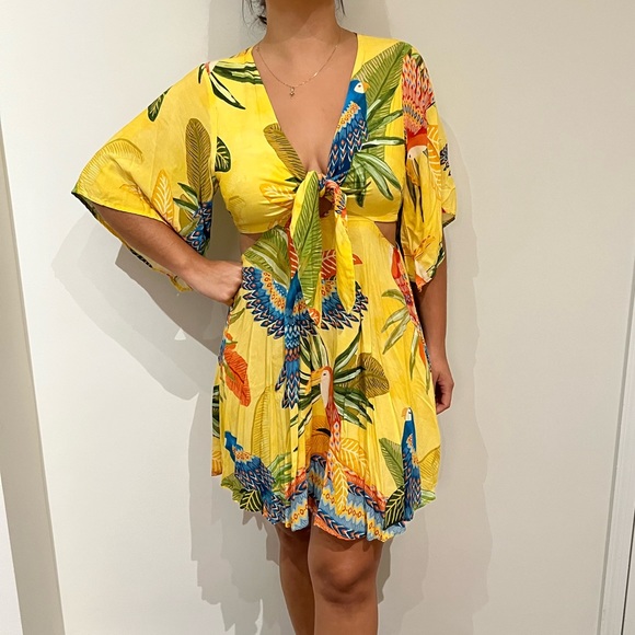 FARM Rio Yellow Tie-Front Dress - Picture 1 of 3